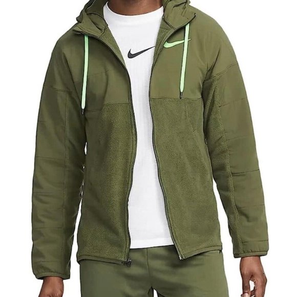 NWT Nike Therma Men's Size SMALL Rough Green Fleece Full-Zip - Picture 2 of 8